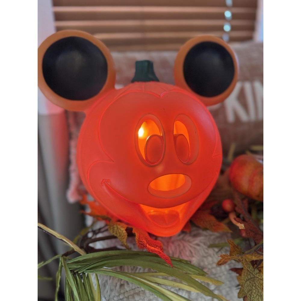 Vintage Disney Halloween Mickey Mouse Lighted Pumpkin Blow Mold Jack O Lantern
